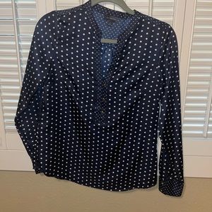 THE LIMITED womens polka dot navy blue blouse